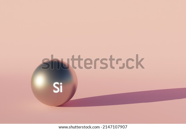 Metal shiny silicon ball, electric car\
material. Copy space background 3d\
illustration.