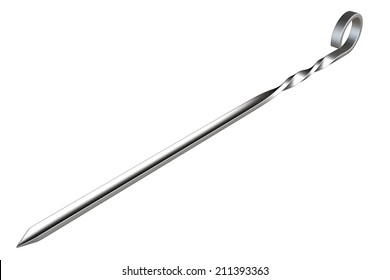 Metal Skewer. Isolated On White Background. 3d