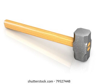 Metal Sledge Hammer Isolated On White Background