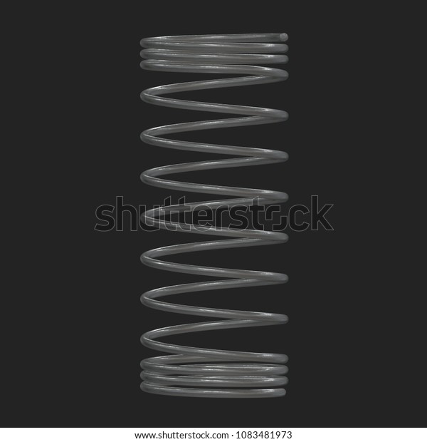 Metal spring or machine shock absorber. 3d\
render on black\
background