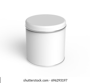 Metal Tin Mockup, Blank Round Tin Can Template With Glossy Surface In 3d Rendering For Design Uses