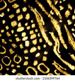 Metal Watercolour Leopard Spots. Gold Skin. Animal Print Home Decor. Dark Cheetah Abstract. Metal Cute Tiger Illustration. Animal Print Patchwork. Dotted Cheetah.