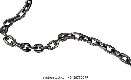 metallic chain on white background