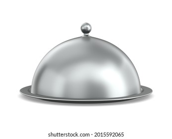 Metallic Cloche On White Background. Isolated 3d Illustration