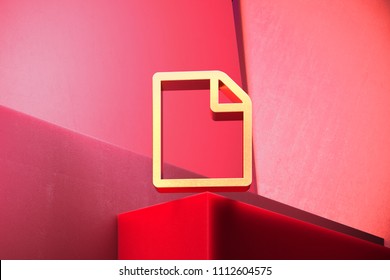 Metallic File Icon on the Classic Red Background. 3D Illustration of Metallic Document, Extension, File, Format, Paper Icon Set With Color Boxes on Red Background.