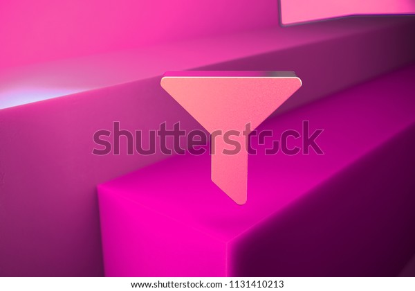 Metallic Filter Icon. 3D Illustration of\
Metallic Filter, List, Order, Sequence, Sort, Sorting Icon Set With\
Boxes on Magenta\
Background.