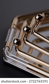 Metallic geometry structure lines, 3d rendering. 3D illustration.