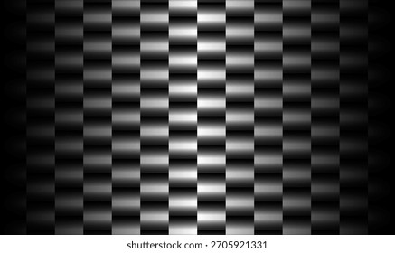 Metallic Gradient Checkerboard Pattern Background with 3D Shiny Black and Silver Blocks, Modern Geometric Texture for Futuristic Design and Digital Graphics