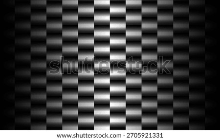 Metallic Gradient Checkerboard Pattern Background with 3D Shiny Black and Silver Blocks, Modern Geometric Texture for Futuristic Design and Digital Graphics