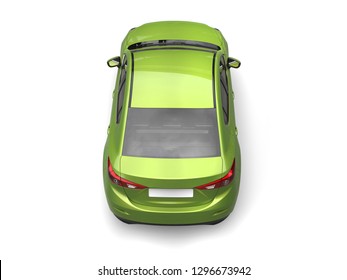 Metallic Green Modern Business Car - Top Down Back View - 3D Illustration