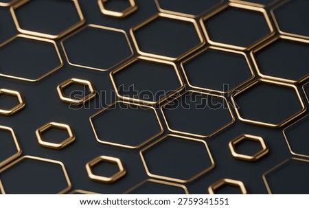 Metallic hexagon structure pattern background, 3d rendering. 3D illustration.