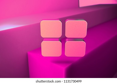 Metallic Large Text Editor Icon. 3D Illustration Of Metallic Document, Font, Larger, Size, Text Icon Set With Boxes On Magenta Background.