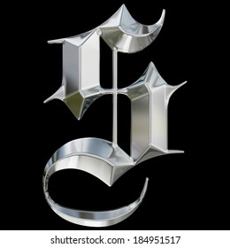 Metallic patterned letter of german gothic alphabet font. Letter S