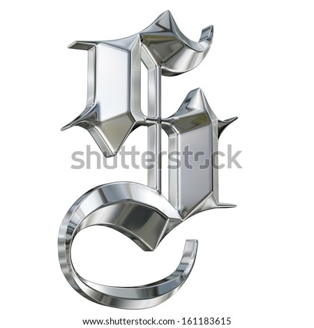 Metallic patterned letter of german gothic alphabet font. Letter S