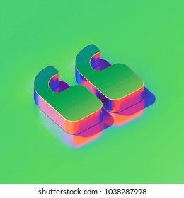 Metallic Quote Left Icon On Candy Style Green Background. 3D Illustration Of Left Quotes Mark, Quotation Mark, Quote Sign, Quotes Isometric Icon Set.