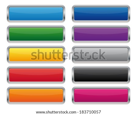 Metallic rectangular buttons. Vector available.