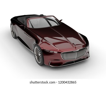 Metallic Red Modern Convertible Concept Car - Top Down View - 3D Illustration