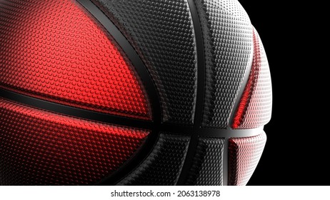 Metallic Red-Black Basketball Design Background.  3D illustration. 3D CG. High quality rendering.