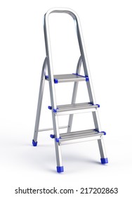 Metallic Step Ladder Isolated On White