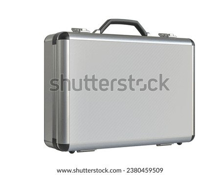 Metallic suitcase briefcase 3d rendering