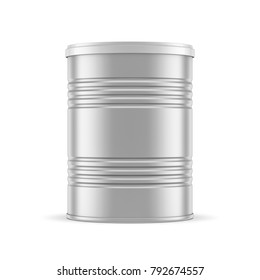 Metallic Tin Can Mockup, Packaging For Baby Milk Powder Or Food, 3d Rendering