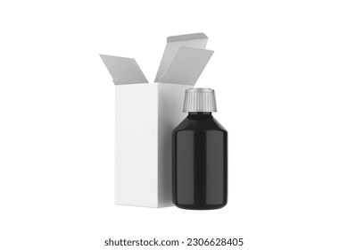 Metallized Syrup Bottle Mockup Isolated On White Background. 3d illustration