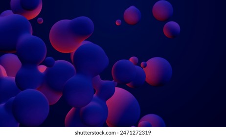 Metaverse 3d render morphing animation pink purple abstract metaball metasphere bubbles art sphere blue background backdrop vr space moving meta balls shapes motion design fluid liquid of presentation