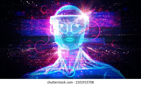 Metaverse - An Avatar Immersed In A Virtual World - Virtual Space And Virtualization - Disruptive Innovation In The Information Technology Field - Conceptual Illustration