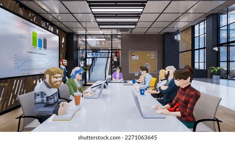 Metaverse avatars of people seminar online in virtual worlds, 3d render - Powered by Shutterstock