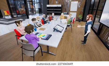 Metaverse avatars of people seminar online in virtual worlds, 3d render - Powered by Shutterstock