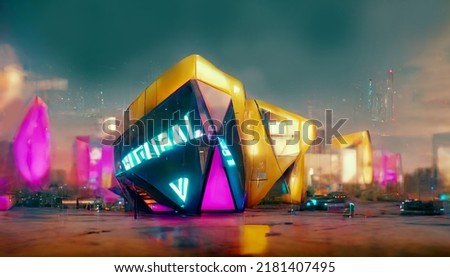 Metaverse city concept, 3d render