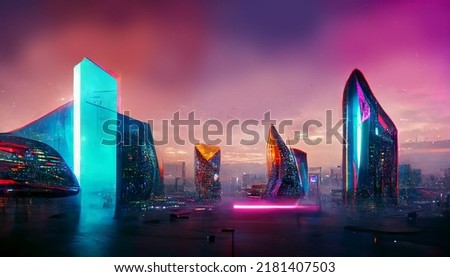 Metaverse city concept, 3d render