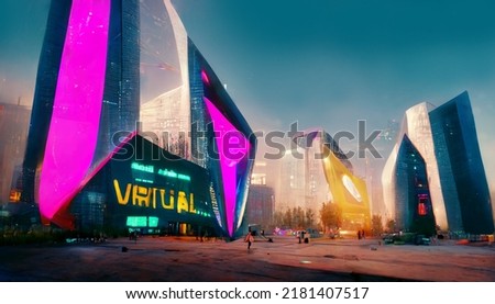 Metaverse city concept, 3d render