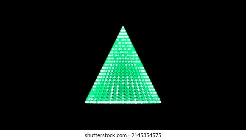 Metaverse New Year, Christmas Tree Pine Green From Animated Dots, Circles Of Particles. Blend Mode Abstract Technology Geometric Background Made 3d Image