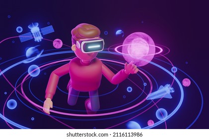 Metaverse technology future concept. VR virtual digital reality cyber metaverse simulation Innovation connection global blockchain experiences network futuristic. 3d rendering.