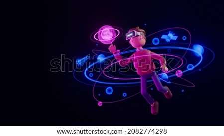 Metaverse technology future concept. VR virtual digital reality cyber metaverse simulation Innovation connection global blockchain experiences network futuristic. 3d rendering.
