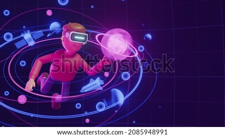 Metaverse technology future concept. VR virtual digital reality cyber metaverse simulation Innovation connection global blockchain experiences network futuristic. 3d rendering.