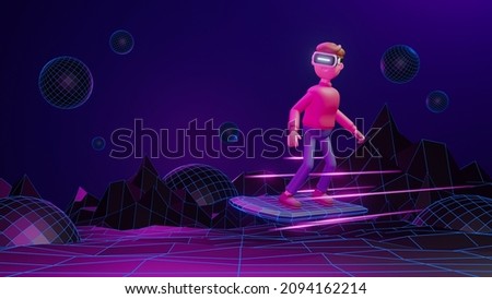 Metaverse technology future concept. VR virtual digital reality cyber metaverse simulation Innovation connection global blockchain experiences network futuristic. 3d rendering.