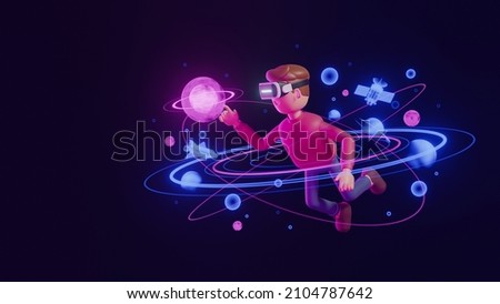 Metaverse technology future concept. VR virtual digital reality cyber metaverse simulation Innovation connection global blockchain experiences network futuristic. 3d rendering.