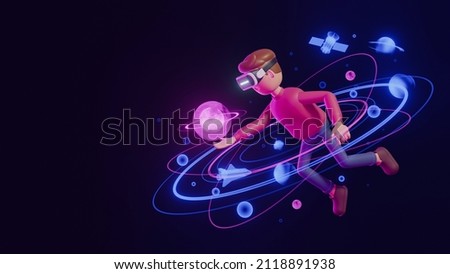 Metaverse technology future concept. VR virtual digital reality cyber metaverse simulation Innovation connection global blockchain experiences network futuristic. 3d rendering.