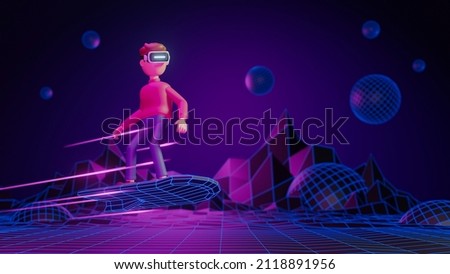 Metaverse technology future concept. VR virtual digital reality cyber metaverse simulation Innovation connection global blockchain experiences network futuristic. 3d rendering.