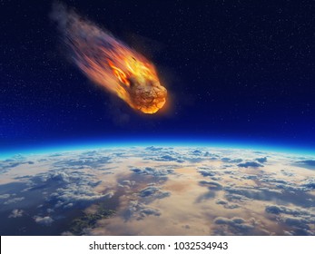 Meteor Falling To Planet Earth . 