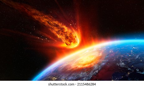 Impacto del metal en la Tierra - Disparo de asteroide en colisión con el planeta - Contener la representación 3d - elementos de esta imagen amueblada por la NASA