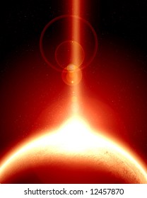 meteor impact on a planet in outer space