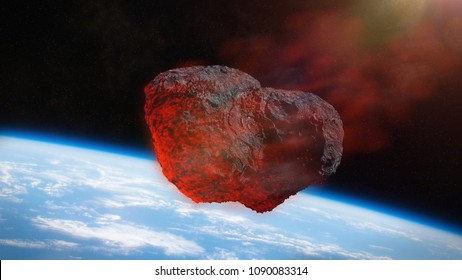 Meteor Shower, Meteorite Impact On Planet Earth (3d Space Illustration, Elements Of This Image Are Furnished By NASA)