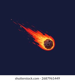 meteor vector falling with violent fire