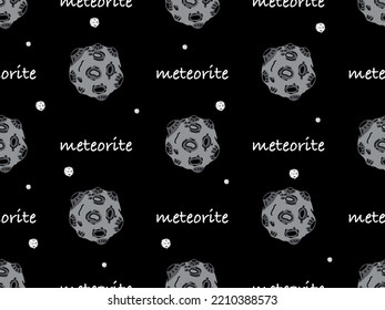 Meteorite Cartoon Character Seamless Pattern On Black Background