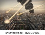Meteorite shower over Paris, destroying the city