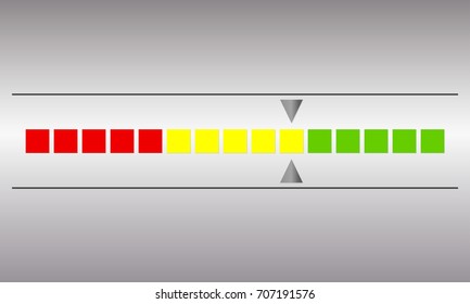 Meter And Gauge Icon. Horizontal Speedometer With Red, Yellow And Green Colors. Progress Indicator Symbol.