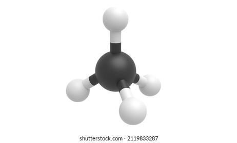 Methane Molecular Structure 3d Representation, Greenhouse Effect Gas Or A Flammable Natural Gas Located In The Atmosphere